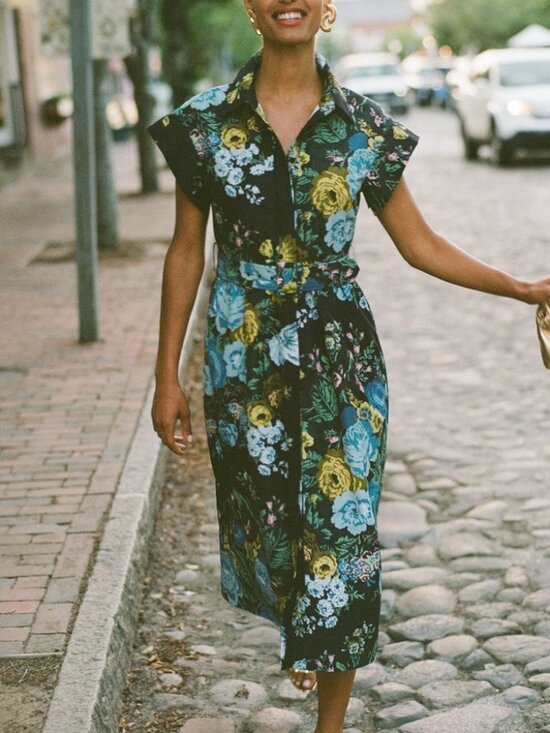 Tuckernuck Dresses & Skirts - Tuckernuck Black Verdant Floral Placed Print Chloe Dress Black Bouquet Floral